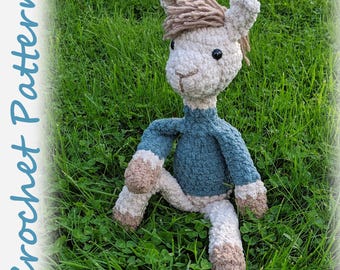 Llama Crochet Pattern - alpaca plush stuffie blanket yarn