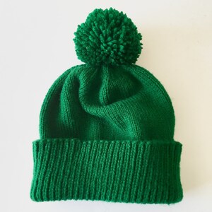dark green pom pom hat 6 month old hat Forest green baby hat custom baby hat dark green baby hat knitted green hat