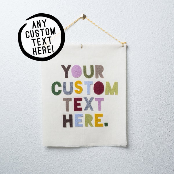 CUSTOMIZABLE STANDARD wall hanging / banner -- custom text // nursery banner, custom wall banner, custom wall decor, personalized gift idea