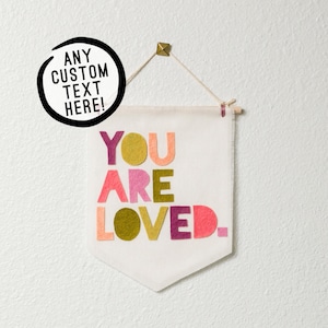 CUSTOMIZABLE MINI-SIZE wall hanging / banner -- custom text // nursery banner, custom wall banner, custom wall decor, personalized gift idea