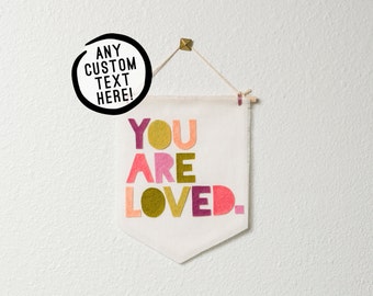CUSTOMIZABLE MINI-SIZE wall hanging / banner -- custom text // nursery banner, custom wall banner, custom wall decor, personalized gift idea