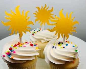 Sun Die Cuts Cupcake Toppers Bright Yellow Suns-Rapunzel Tangled