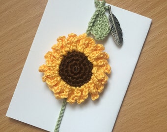 Sunflower crochet bookmark / brooch / hair clip