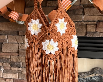 Flower Fringe Top / Daisy Top / Crochet Crop Top / Toddler Summer Top / Baby Summer Top