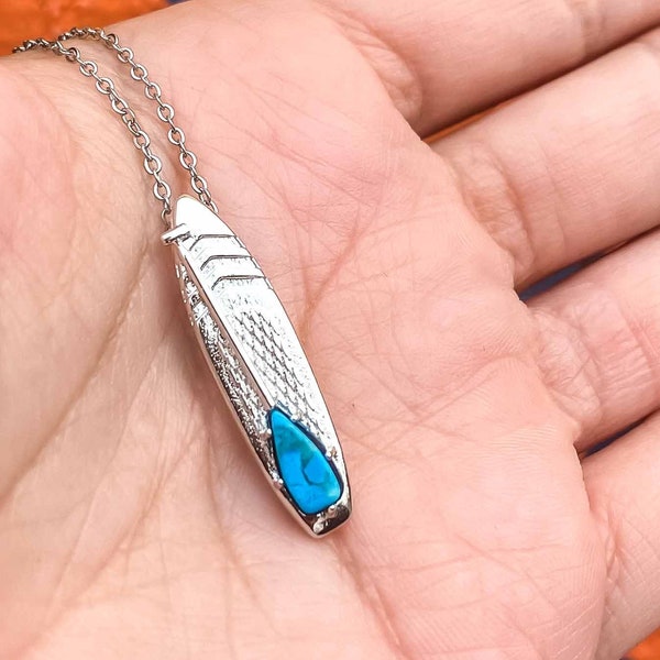 DECEMBER Birthstone Paddleboard Necklace in TURQUOISE | SUP Jewelry | Stand Up Paddle Charm | Paddle Boarding Gift | Paddle Board Pendant