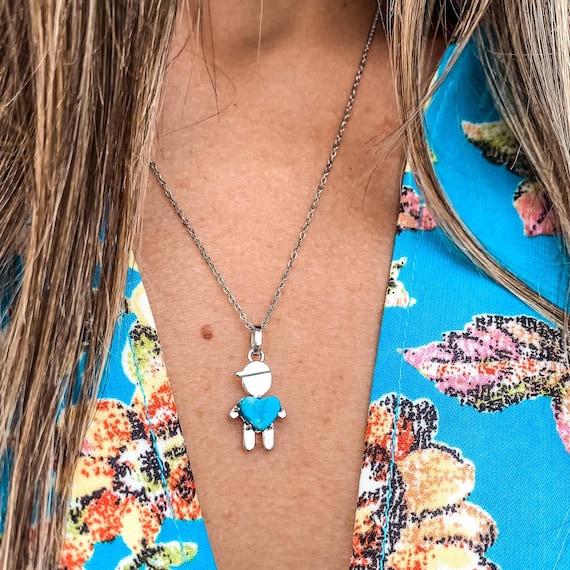 DECEMBER Birthstone Little Baby Boy Necklace in TURQUOISE Jewelry