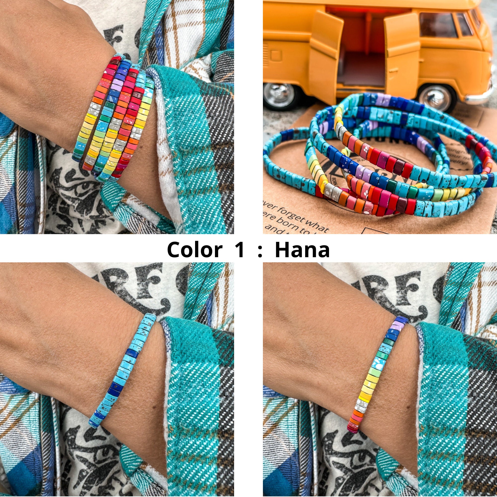Stretch Beaded Bracelet, Stretch Colored Beads Bracelet, Handmade Tila Beads Bracelet for Women ...