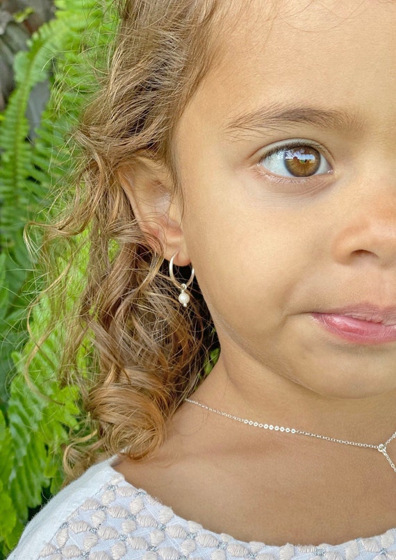 Aww So Cute 925 Sterling Silver Hypoallergenic Crystal Ball Charm Hoop  Earrings for Babies, Kids &