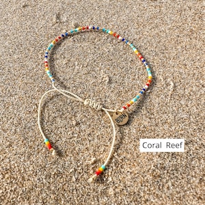 Tiny Beads Bracelet, Layering Bracelet, Adjustable String Bracelet, Friendship Bracelet, Minimalist, Everyday Beaded Bracelet, Boho Jewelry Coral Reef