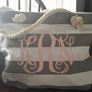 Monogrammed Beach Tote Bags, Bridal Party Gifts, Bride Tribe Bags, Will You Be My Bridesmaid Proposal
