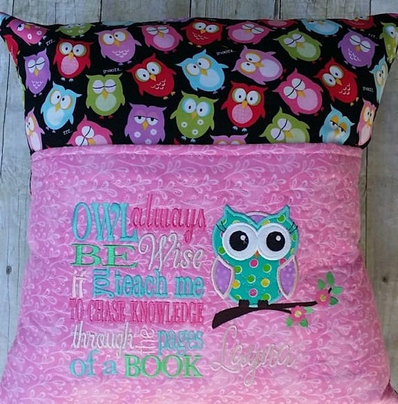 Child S Reading Pillow Reading Corner Book Pillow Owl Etsy