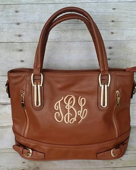 Vegan Leather Handbag Brown Vegan Purse Brown Monogram | Etsy