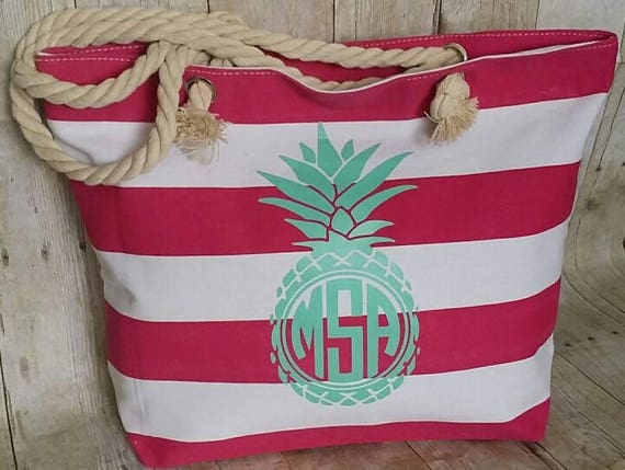 etsy monogrammed beach bag