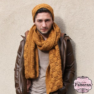 CROCHET PATTERN Basketweave Heavy Scarf for Men