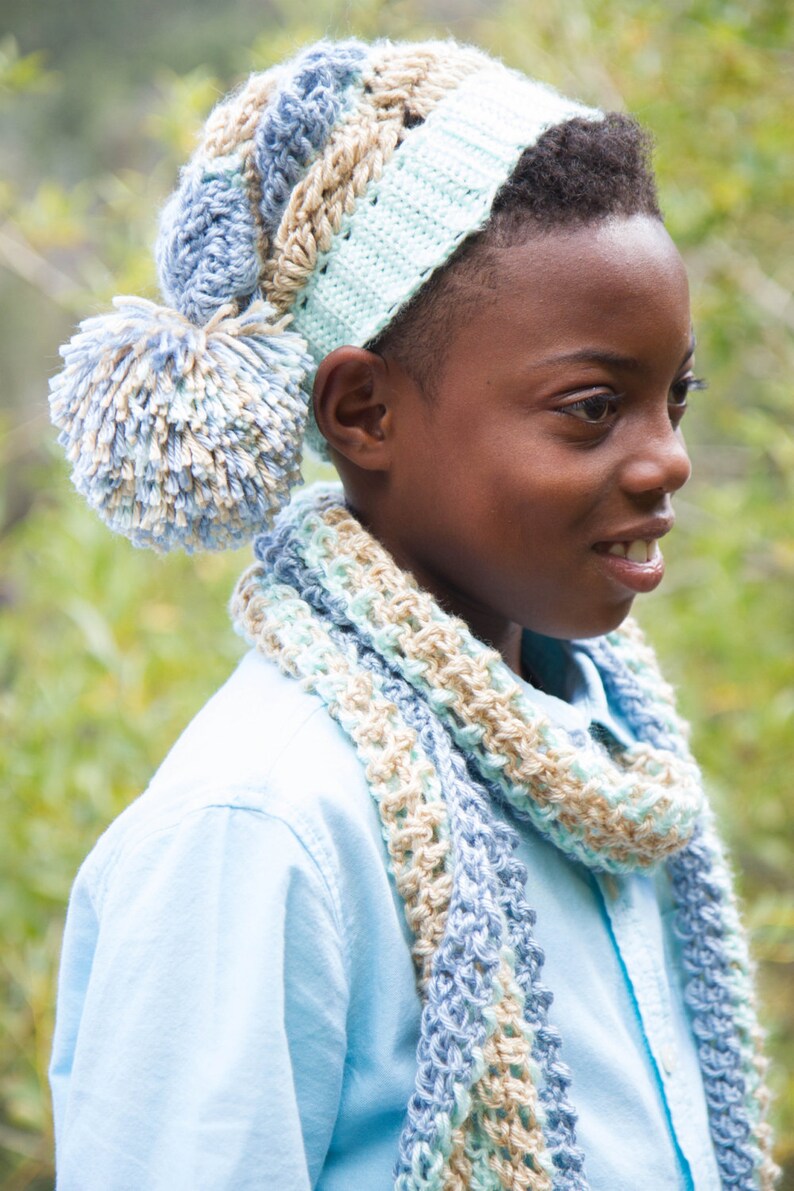 CROCHET PATTERN SET Crochet Hat and Scarf Set for Kids image 3