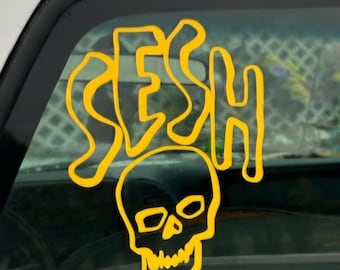 Bones Team SESH Skull Decal: Car, Laptop, Mirror Sticker