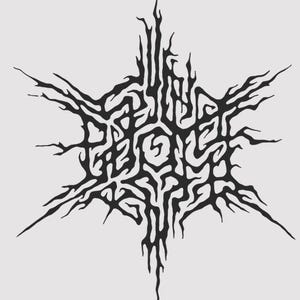May include: Black and white abstract design with a symmetrical, star-like shape. The design features intricate, organic patterns resembling branches or roots, creating a visually striking and detailed image.