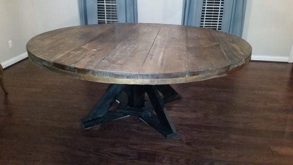 Large Round Rustic Dining Room Table