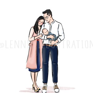 Custom Family Illustration, Custom Couple Gift Ideas, Custom Family Portrait, Gift for Father, Custom Illustration (Digital)