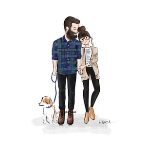 Custom Couple Portrait, Father's Day Gift, Personalized Gift for Couple, Anniversary Gift Custom Illustration, Wedding Gift Idea Digital