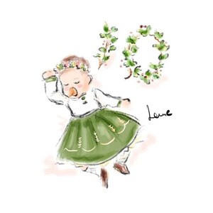 Aangepaste illustratie Vaderdag, verjaardagsuitnodiging, decoratie kinderkamer, aangepaste kinderillustratie portret potloodschets en aquarel (digitaal)
