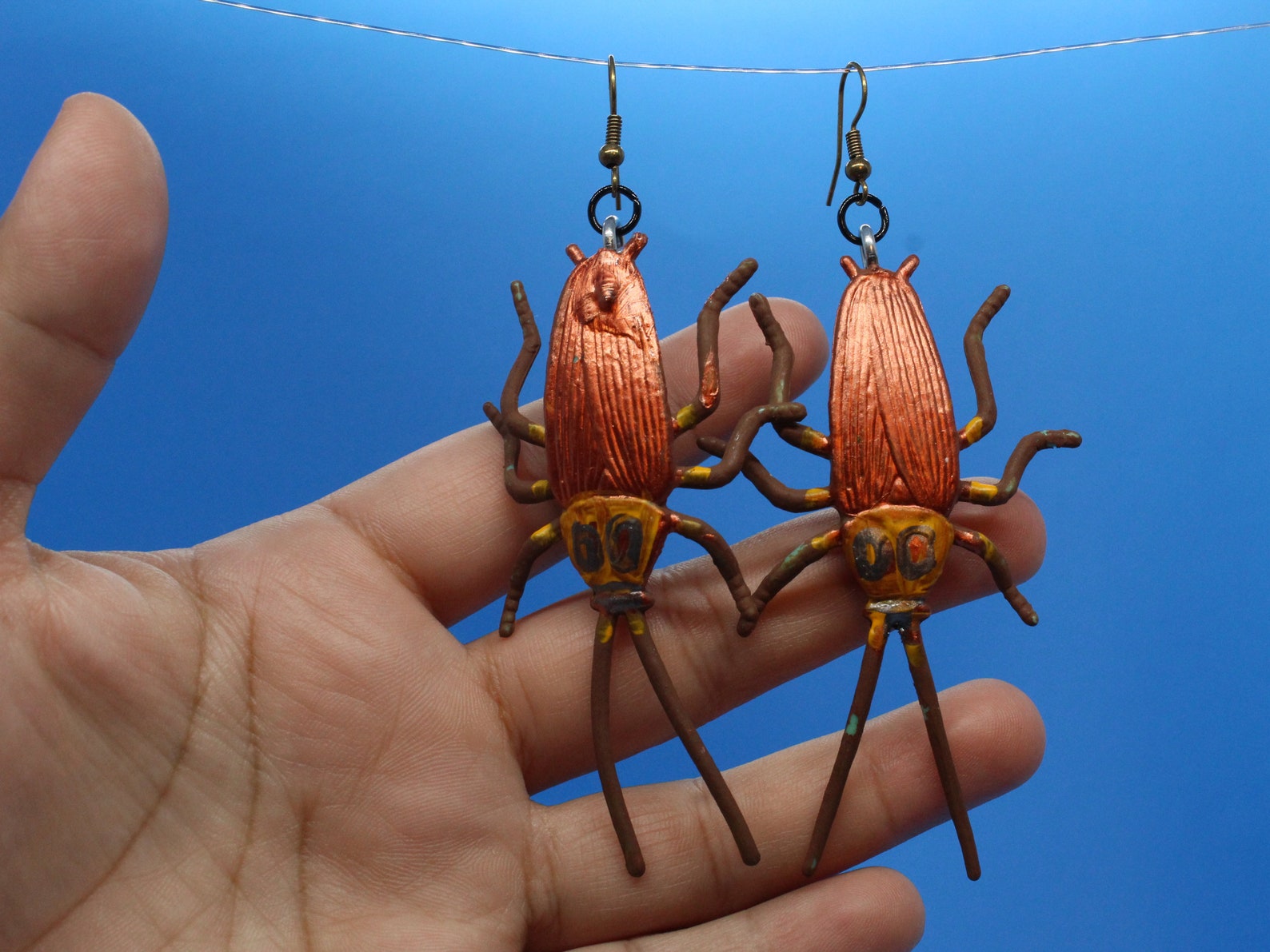 Plastic Painted Cockroach Earrings hand Painted Earrings Toy | Etsy