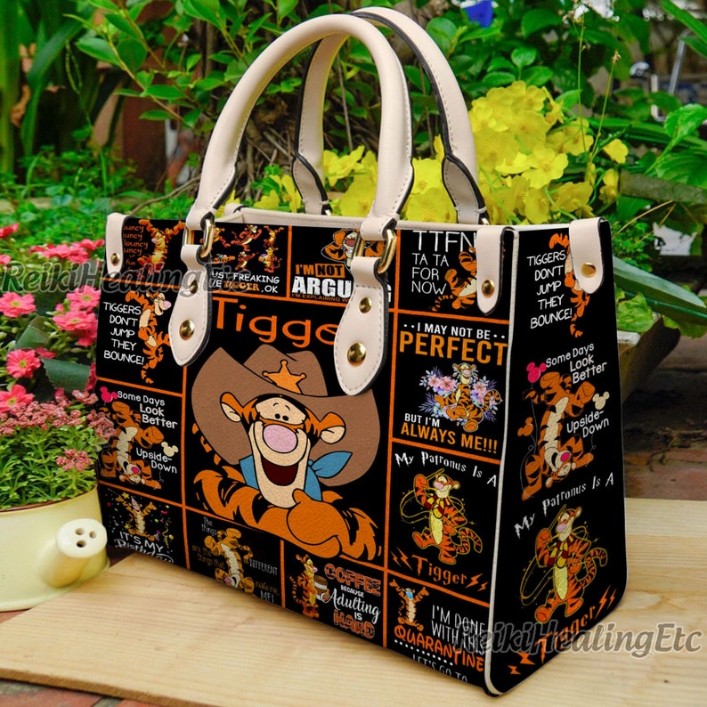 Tigger Winnie The Pooh bolso de cuero vintage, bolso de mango superior de cuero Winnie The Pooh, bolso de hombro, bolso bandolera, bolso vintage imagen 2