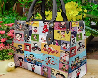 Bolso de cuero vintage Betty Boop, bolso de mango superior de cuero Betty Boop, bolso de hombro, bolso bandolera, bolso vintage