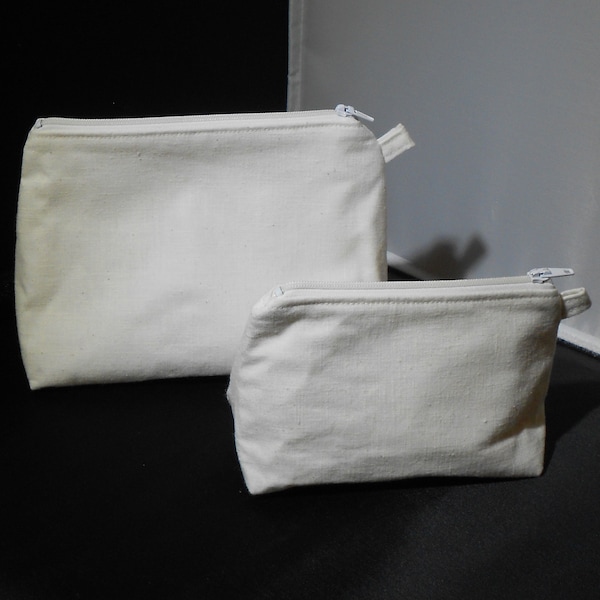 Cotton Muslin Zipper Bag Set, Gusseted Bottom, Fully Lined, Sold in Sets Only, Made In USA