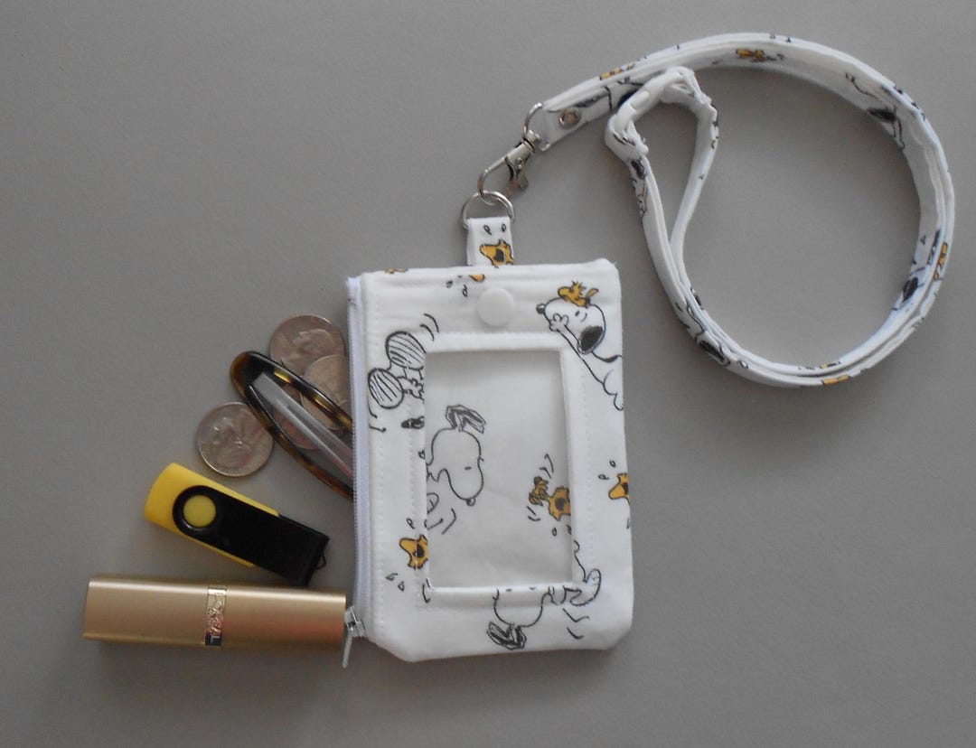 Snoopy and Woodstock Badge Holder Zipper ID Case With Lanyard, Size: 3 ...