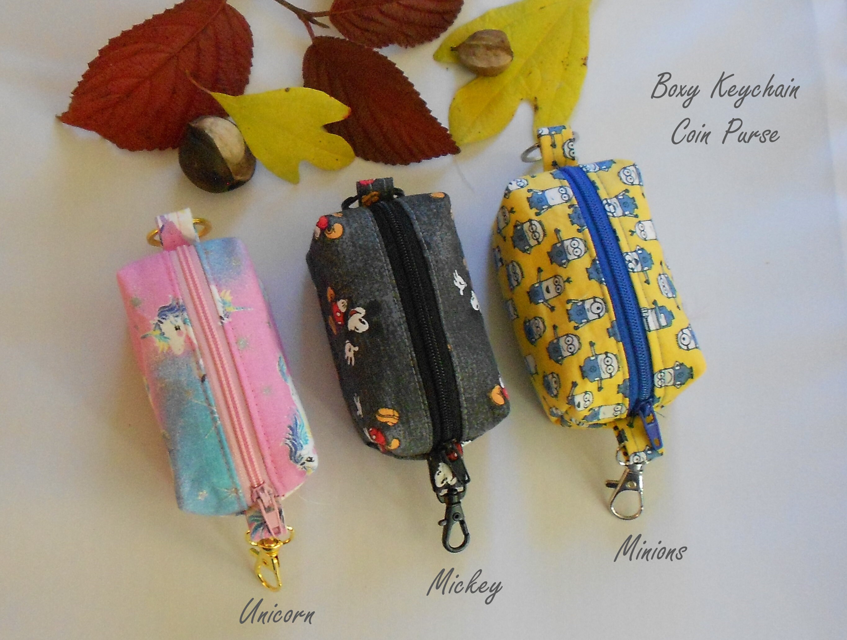 Boxy Keychain Pouch, Choice of Fabrics, Holds AirPods, Hearing Aids, Medications, Attach Keys, Loyalty Cards, Clip to Tote Made in USA
