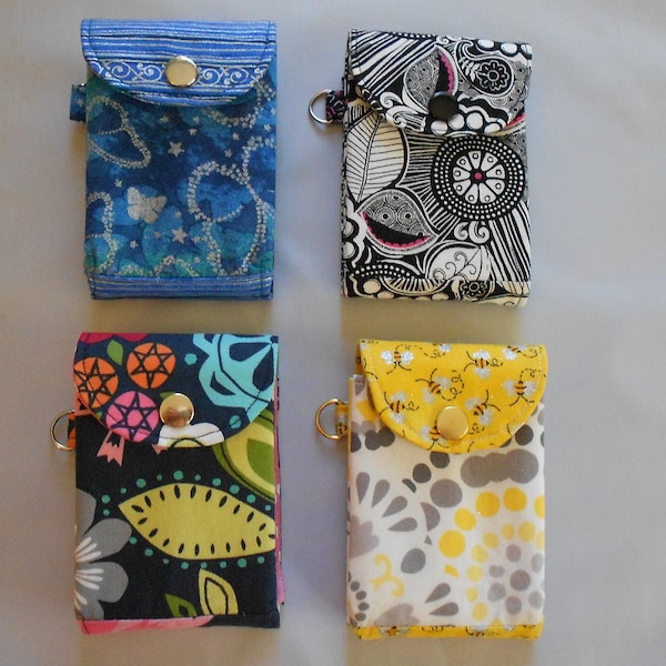 Expandable Card Wallet, Choice of Fabrics, Snap Flap, Holds 20+ Cards, Handy D-Ring, Optional Belt Slide Size: 3" x 4-1/4" Made in USA