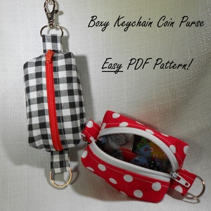 Easy Boxy Keychain Coin Purse Step by Step PDF Sewing Pattern, Small Zipper Pouch, Kids Change Purse/Scrap-buster Project,  Inch/Metric