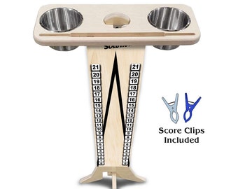 Score Stand - Black Triangle CS Logo - Phone/Tablet Holder - Stainless Steel Cup Holders & Scoring Clips Included!