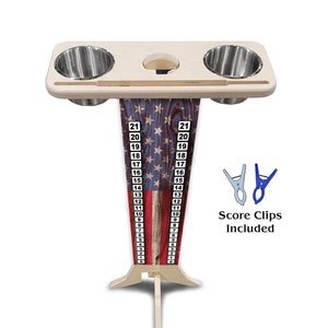 Score Stand - USA Flag - Phone/Tablet Holder - Stainless Steel Cup Holders & Scoring Clips Included!