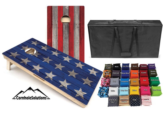 Large Red & Blue Stars Stripes Design Bundle - Includes(2) Regulation Boards and (8) Playing Bags, with a Carrying Case! Plus Free Shipping!