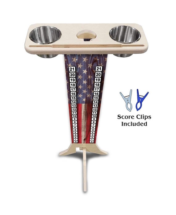 Score Stand - USA Flag - Phone/Tablet Holder - Stainless Steel Cup Holders & Scoring Clips Included!