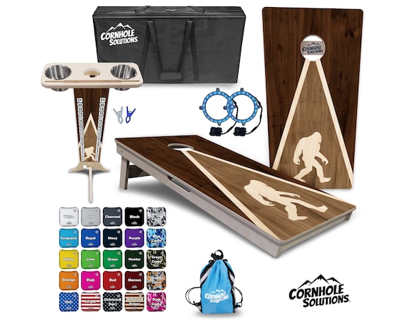 Tournament Cornhole Bundle Options - Bigfoot Triangle - 2'x4' Regulation - 3/4″ Baltic Birch +Score Brace +UV Direct Print +UV Clear Coat