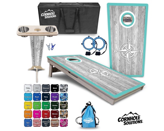 Tournament Cornhole Bundle Options - Mint Compass - 2'x4' Regulation - 3/4″ Baltic Birch +Score Brace +UV Direct Print +UV Clear Coat