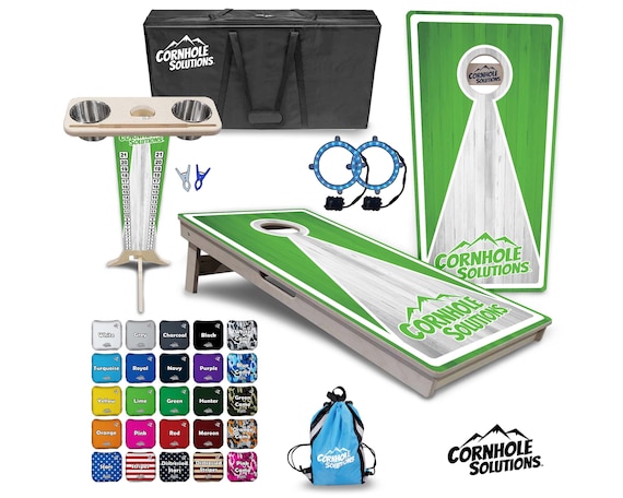 Tournament Cornhole Bundle Options - Lime Keyhole - 2'x4' Regulation Set - 3/4″ Baltic Birch + ScoreBrace + UV Direct Print + UV Clear Coat