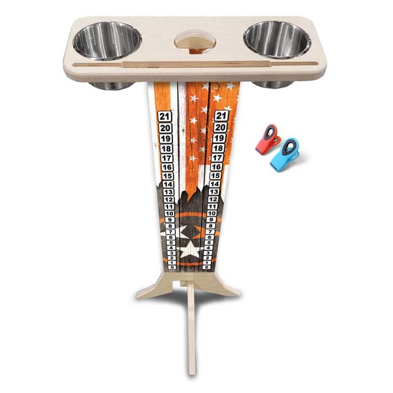 Score Stand - Orange TN Flag - Phone/Tablet Holder - Stainless Steel Cup Holders & Scoring Clips Included!