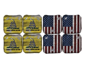 Pro Style Rec Bags - USA Flag & Dont Tread on Me bags - Stick and Slick - Regulation 6x6 Cornhole Bags (includes 8 bags)