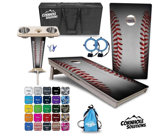 Tournament Cornhole Bundle Options- Baseball - 2'x4' Regulation Set - 3/4″ Baltic Birch + ScoreBrace + UV Direct Print + UV Clear Coat