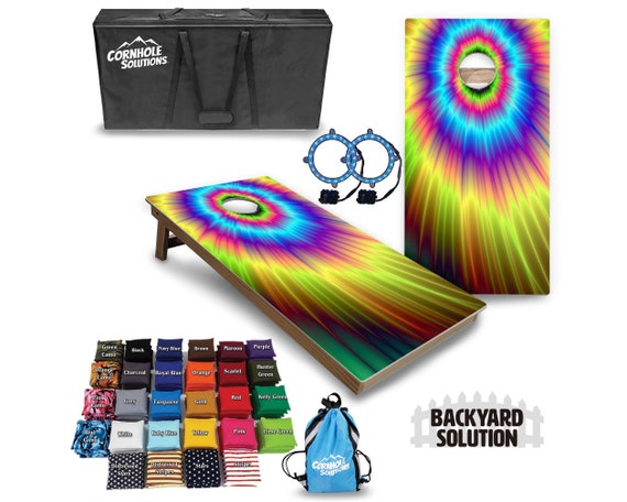 Backyard Cornhole Bundle Options - Tie Dye - 2'x4' Regulation Set + UV Direct Print + UV Clear Coat