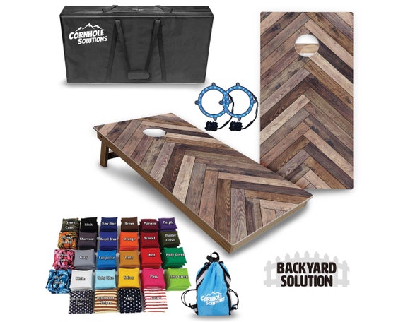 Backyard Cornhole Bundle Options - Herringbone - 2'x4' Regulation Set + UV Direct Print + UV Clear Coat