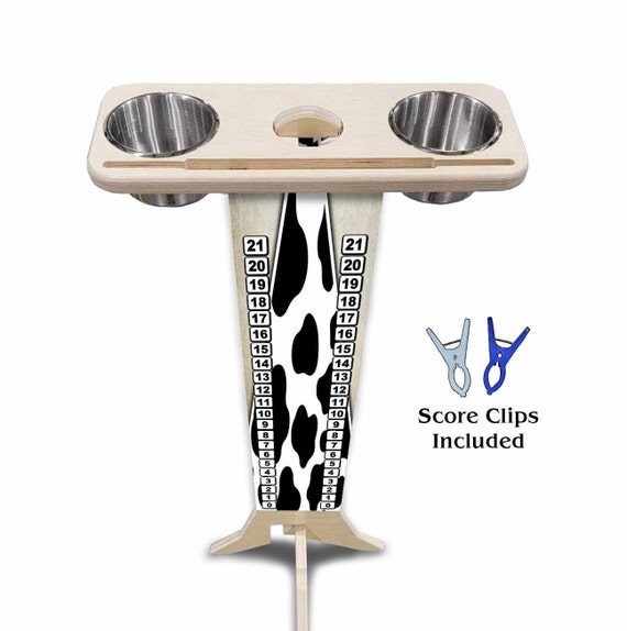 Score Stand - Cow Print - Phone/Tablet Holder - Stainless Steel Cup Holders & Scoring Clips Included!
