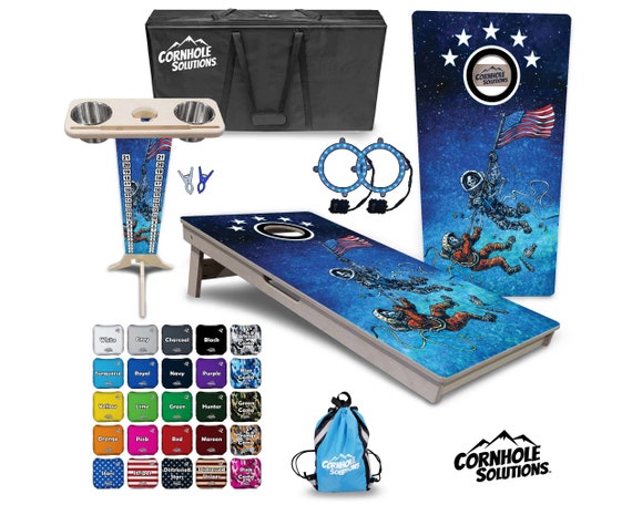 Tournament Cornhole Bundle Options - Artist Series- Space - 2'x4'Regulation Set- 3/4″ BalticBirch +ScoreBrace +UV Direct Print +UV ClearCoat