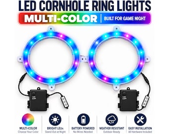 LED Cornhole Board Light Rings – Set of 2 – 20 Color Options