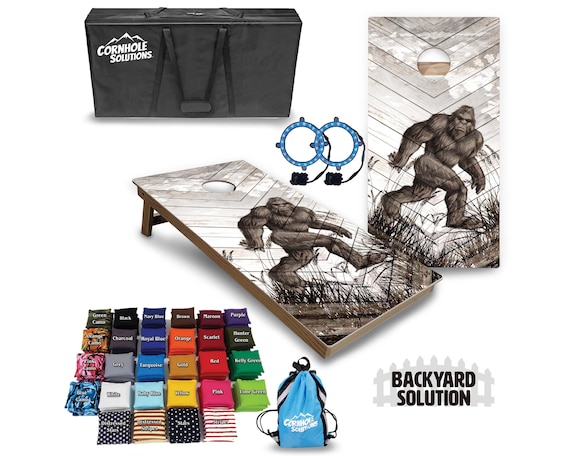 Backyard Cornhole Bundle Options - Bigfoot Whitewash - 2'x4' Regulation Set + UV Direct Print + UV Clear Coat
