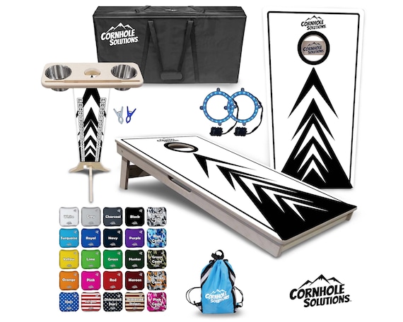 Tournament Cornhole Bundle Options - Blk & White CS Logo - 2'x4' Regulation - 3/4″ BalticBirch +Score Brace +UV Direct Print +UV Clear Coat